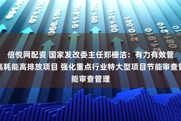 倍悦网配资 国家发改委主任郑栅洁：有力有效管控高耗能高排放项目 强化重点行业特大型项目节能审查管理