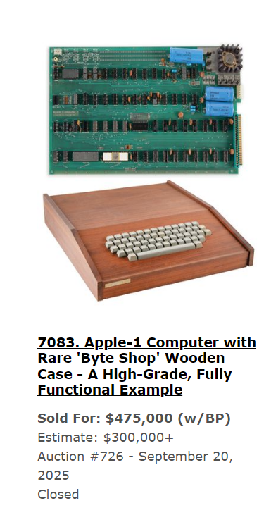 华信投资 存世仅9台：罕见木盒版Apple-1拍出超337万元高价！远超预期